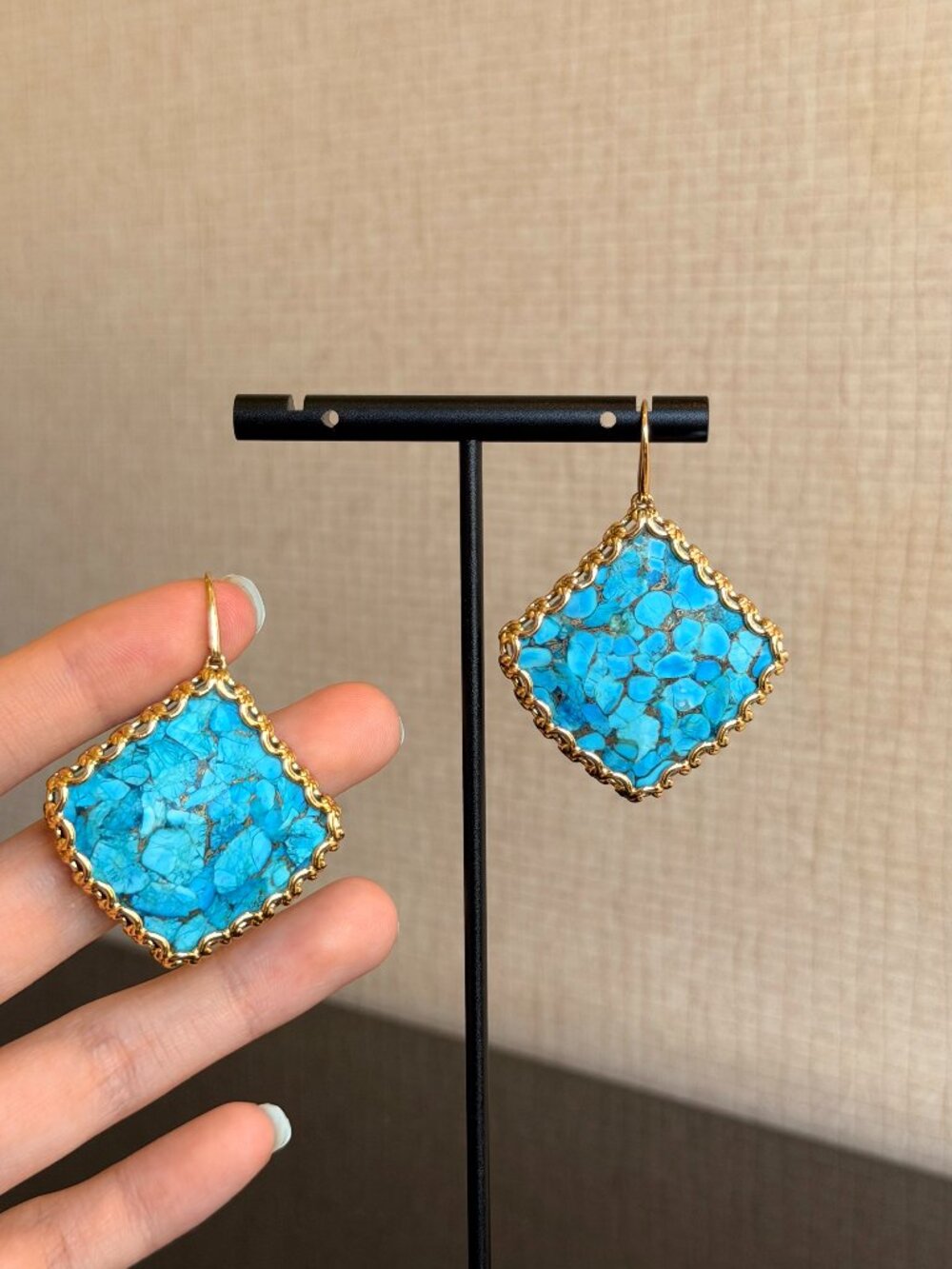 Alicia Bonnie Bronze Veined Turquoise Drop Earrings